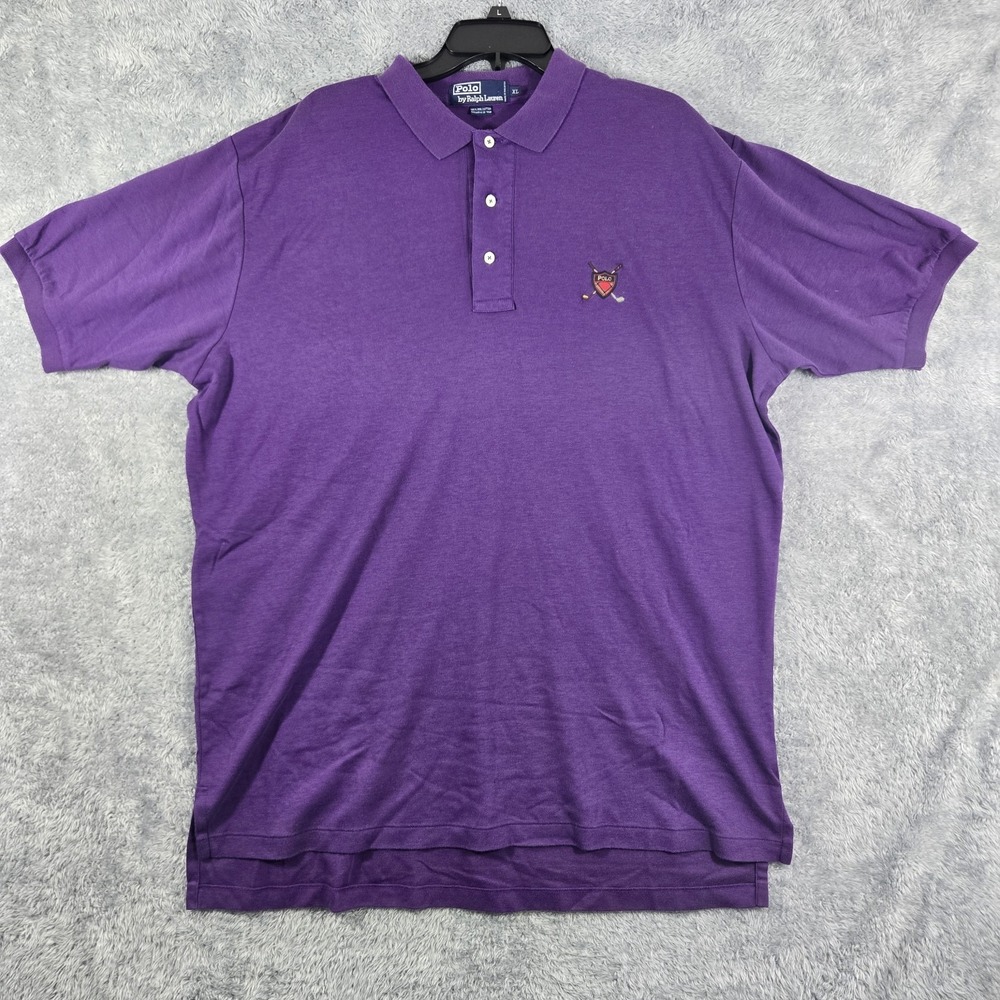 Polo Ralph Lauren Mens XL Purple Crest Golf Shield Cotton S/S Polo Shirt
